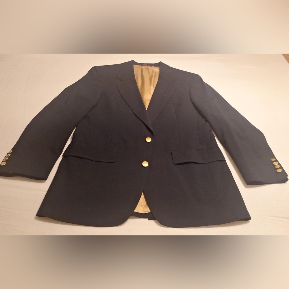 Hart Schaffner Marx Blazer Mens 39R Wool Trumpeter Classic Gold Buttons Jacket